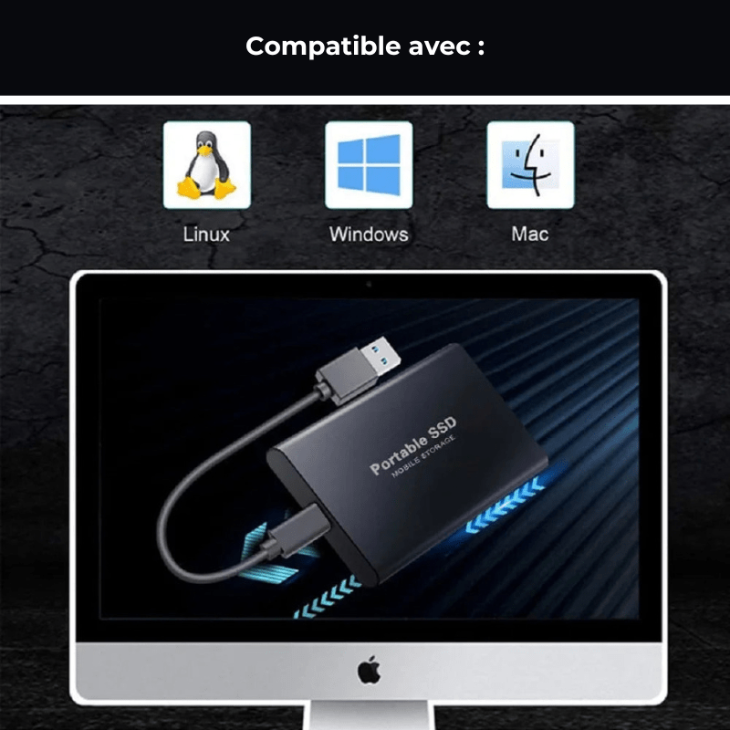 Disque dur externe portable USB 3.1/Type - C - 7.5 cm, Aluminium - Maison du portable
