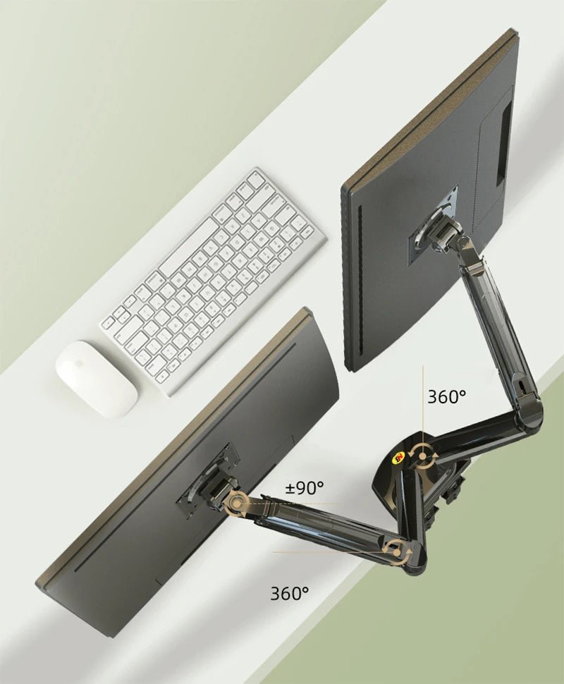 Support Double Écran 17" - 27" avec Bras Articulé à Ressort à Gaz - NORTHBAYOU F160, VESA 75x75/100x100 mm, Charge 4.4 - 19.8 lbs - Maison du portable