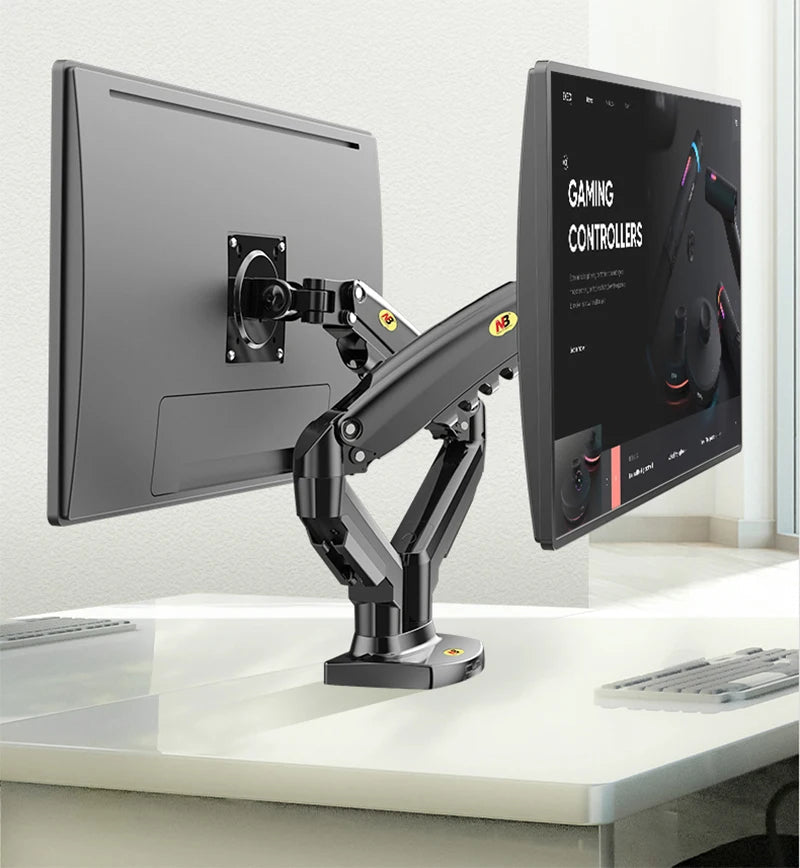 Support Double Écran 17" - 27" avec Bras Articulé à Ressort à Gaz - NORTHBAYOU F160, VESA 75x75/100x100 mm, Charge 4.4 - 19.8 lbs - Maison du portable