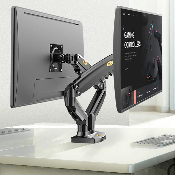 Support Double Écran 17" - 27" avec Bras Articulé à Ressort à Gaz - NORTHBAYOU F160, VESA 75x75/100x100 mm, Charge 4.4 - 19.8 lbs - Maison du portable